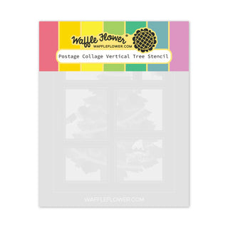 Waffle Flower 422140 Postage Collage Vertical Tree Stencil