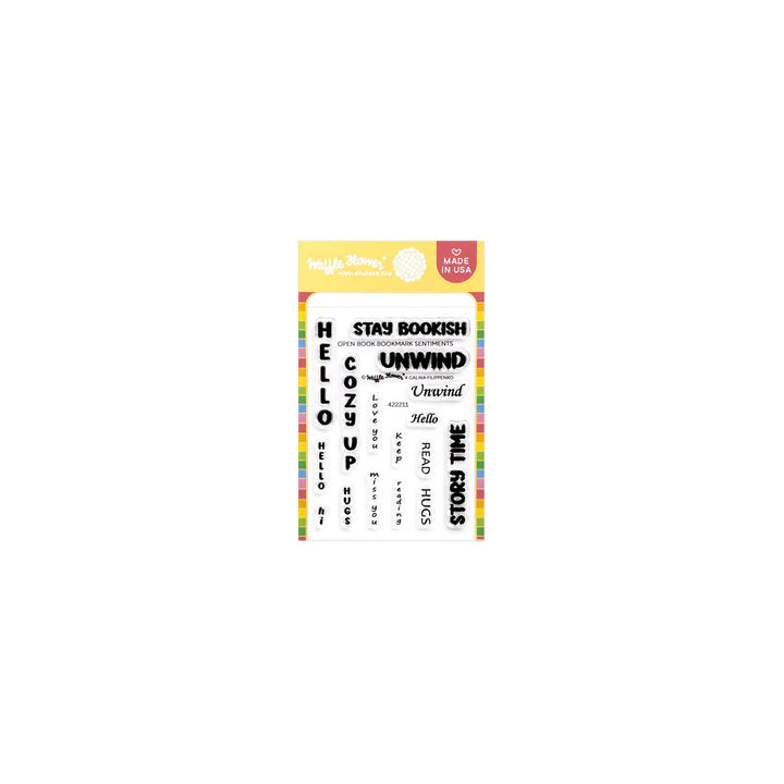 Waffle Flower 422211 Open Book Bookmark Sentiments Stamp Set for Card Making