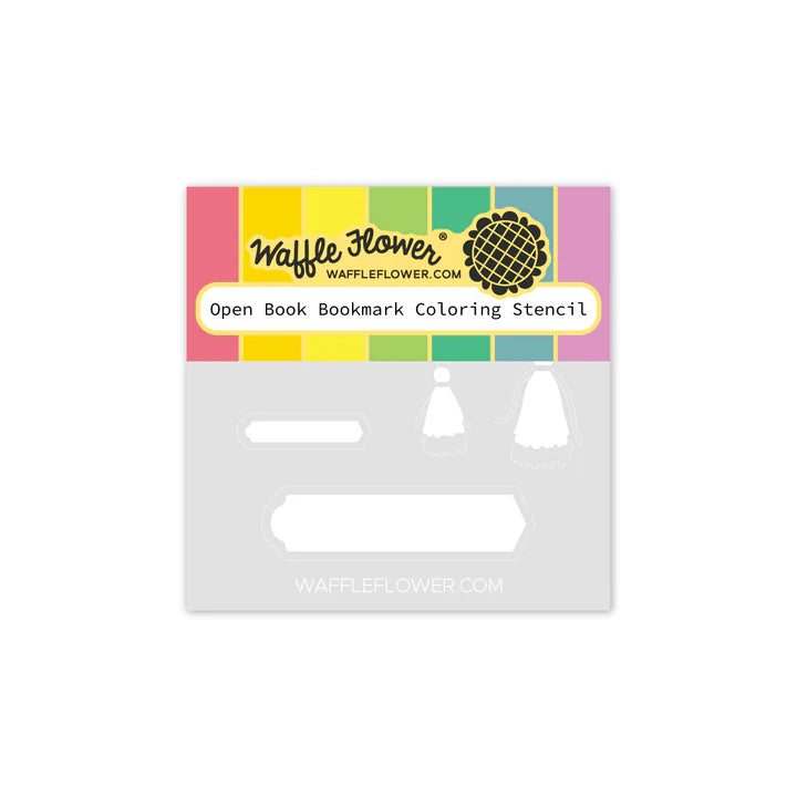 Waffle Flower 422213 Open Book Bookmark Coloring Stencil for Card Making