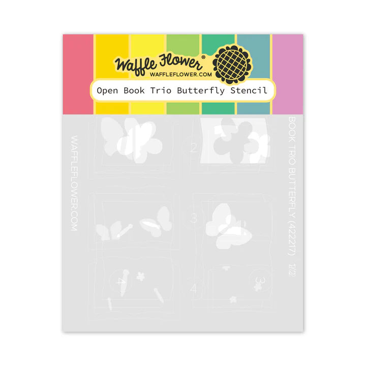 Waffle Flower 422217 Open Book Trio Butterfly Stencil