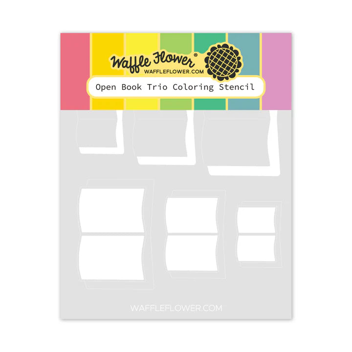 Waffle Flower 422219 Open Book Trio Coloring Stencil for Card Making
