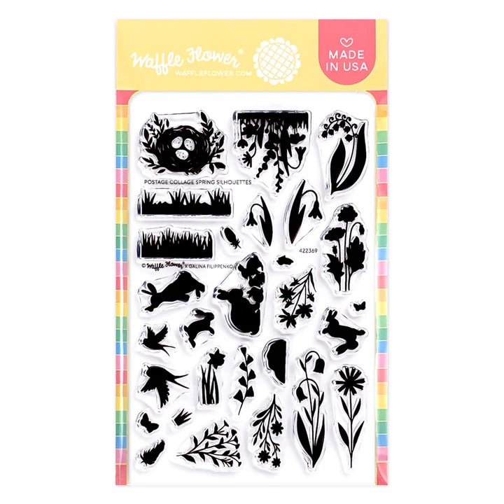 Postage Collage Spring Silhouettes