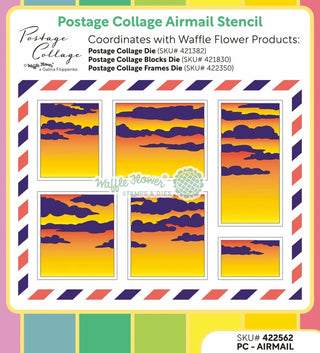 Waffle Flower 422562 Postage Collage Airmail Stencil