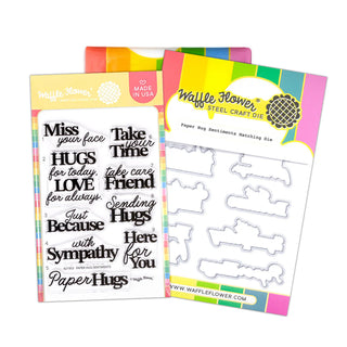 Waffle Flower Paper Hug Sentiments Stamp and Die Combo for Card Making