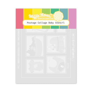 Waffle Flower Postage Collage Baby Stencil