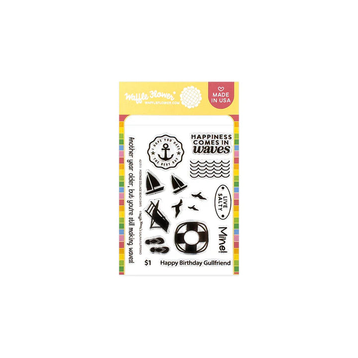 Waffle Flower Postage Collage Beach Days Stamp Set for Card Making