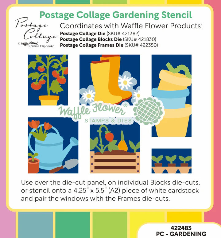 Postage Collage Gardening Stencil