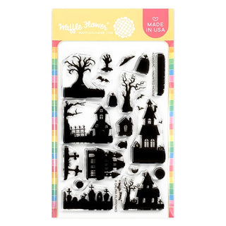 Waffle Flower Postage Collage Haunted House Silhouette Stamp Set