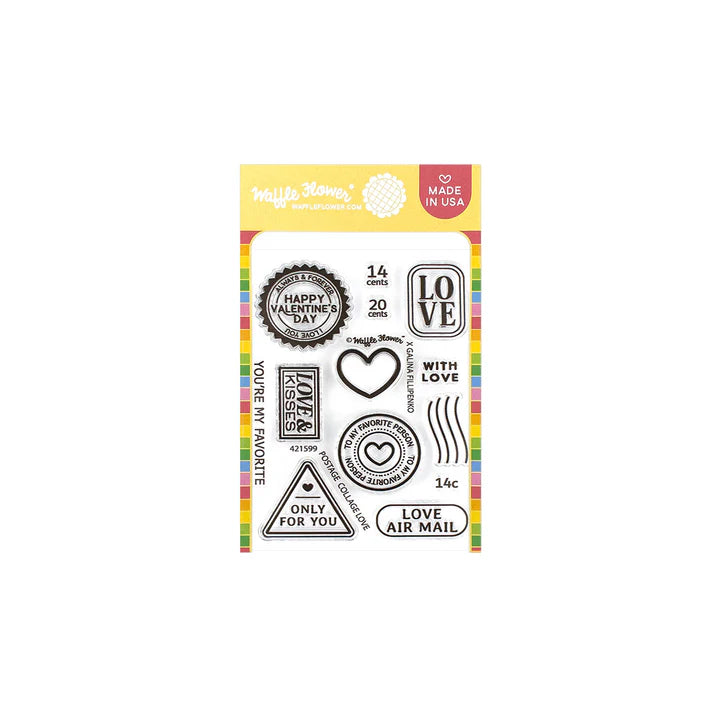 Waffler Flower Postage Collage Love Stamp Set for Card Making