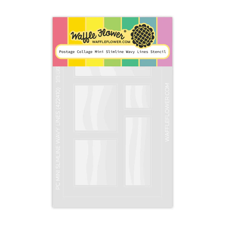 Postage Collage Mini Slimline Wavy Lines Stencil