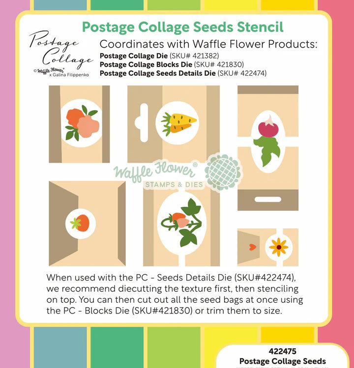 Postage Collage Seeds Stencil