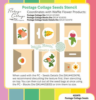 Waffle Flower Postage Collage Seeds Stencil