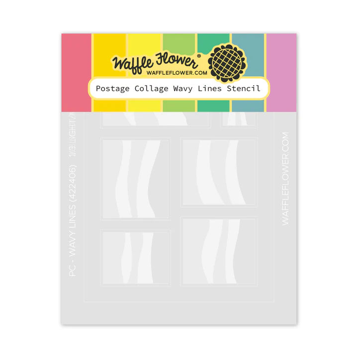Postage Collage Wavy Lines Stencil