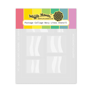Flower Postage Collage Wavy Lines Stencil