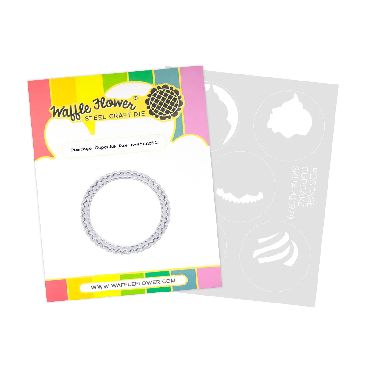 Waffle Flower Postage Cupcake Die-n-Stencil