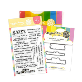 Waffle Flower Retirement Sentiments Combo Stamp and Die Set