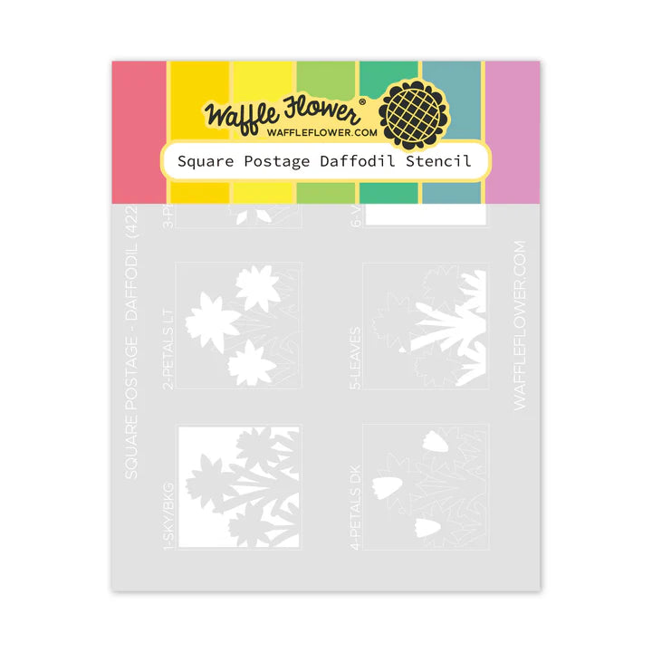 Square Postage Daffodil Stencil