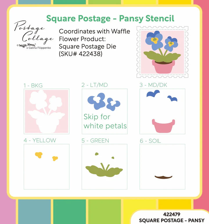 Square Postage - Pansy Stencil