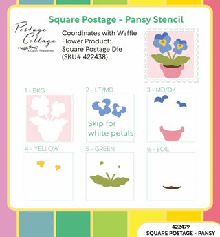 Waffle Flower Square Postage Pansy Stencil