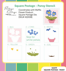 Square Postage - Pansy Stencil