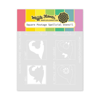 Waffle Flower Square Postage Spellcial Stencil