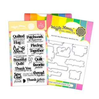Waffle Flower WFC1981 Quilted Hug Sentiments Stamp and Die Combo Set
