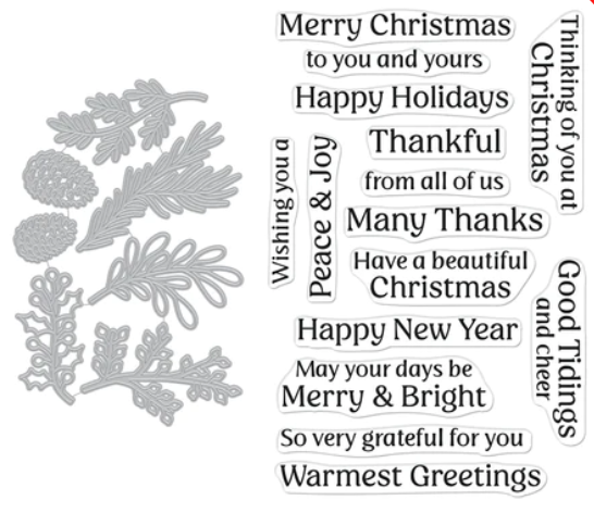 Winter Foliage Stamp & Cut XL Stamp and Die Set