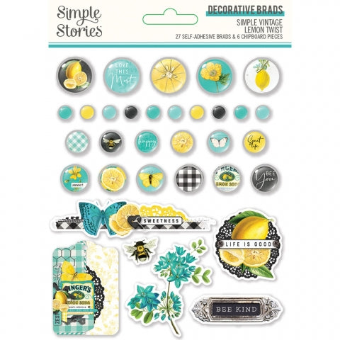 Simple Vintage Lemon Twist Decorative Brads