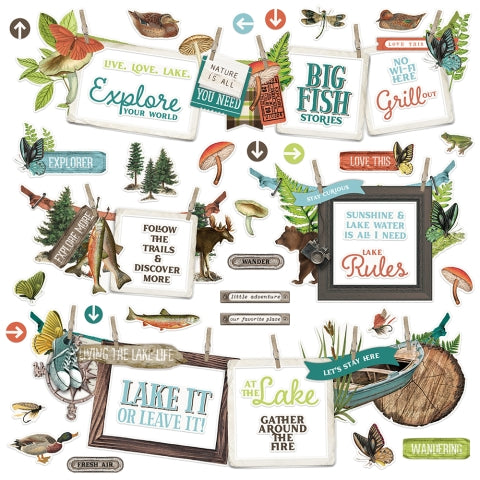 Simple Vintage Lakeside Banner Stickers