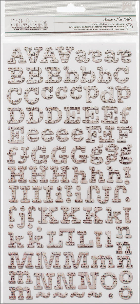 Thickers - Memo Newsprint Chipboard Alphabet