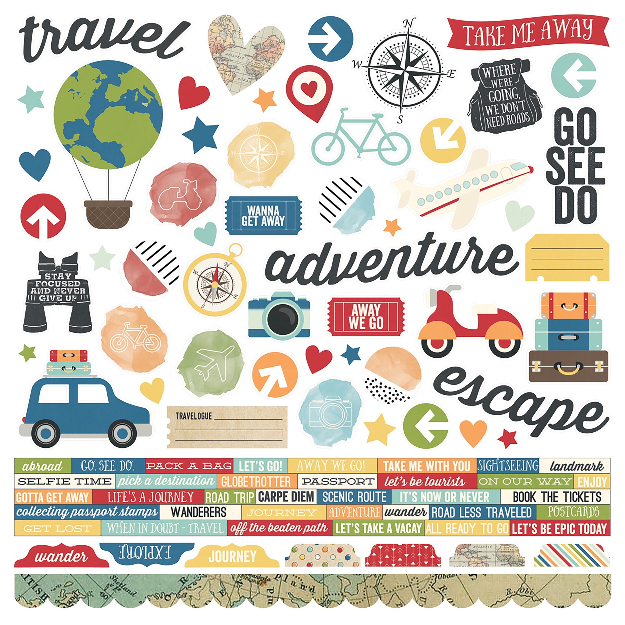 Travel Notes Cardstock Stickers