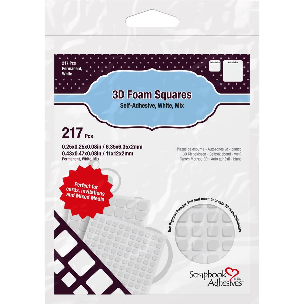 3D Foam Squares, Mix, White