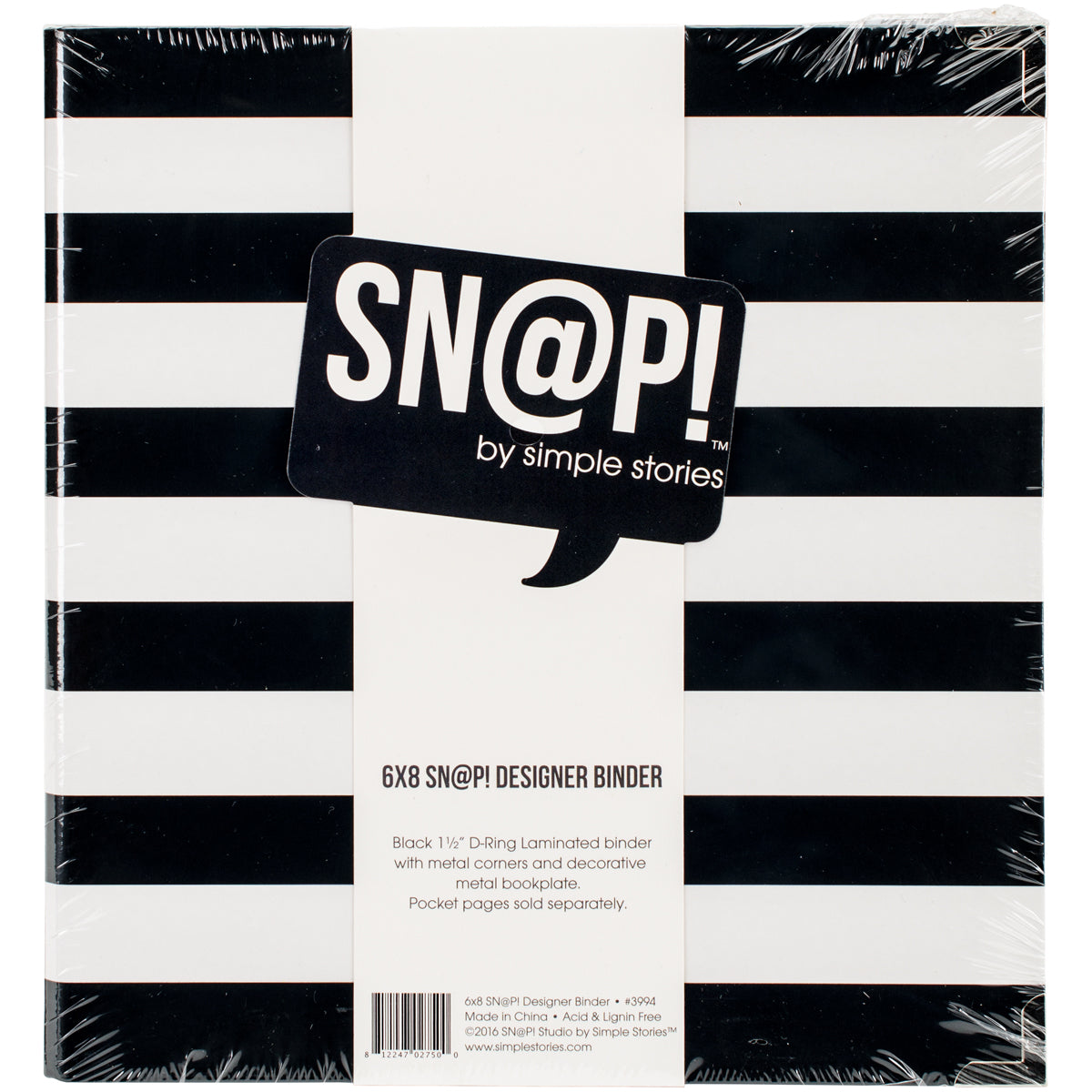 Sn@p! Designer Binder - Black Stripe