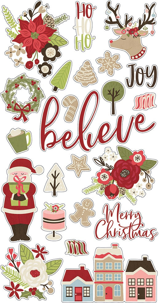 Holly Jolly Chipboard Stickers