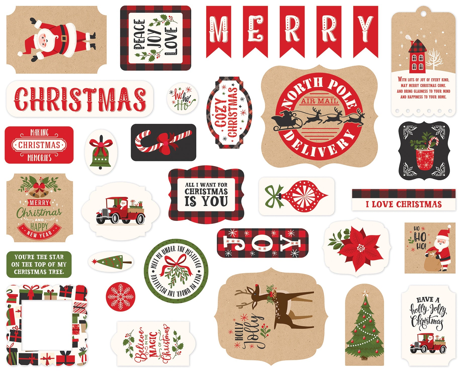 My Favorite Christmas Ephemera Cardstock Pieces
