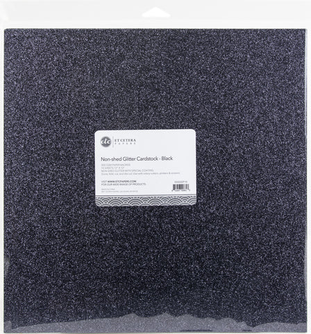 Black Non-Shed Glitter Cardstock