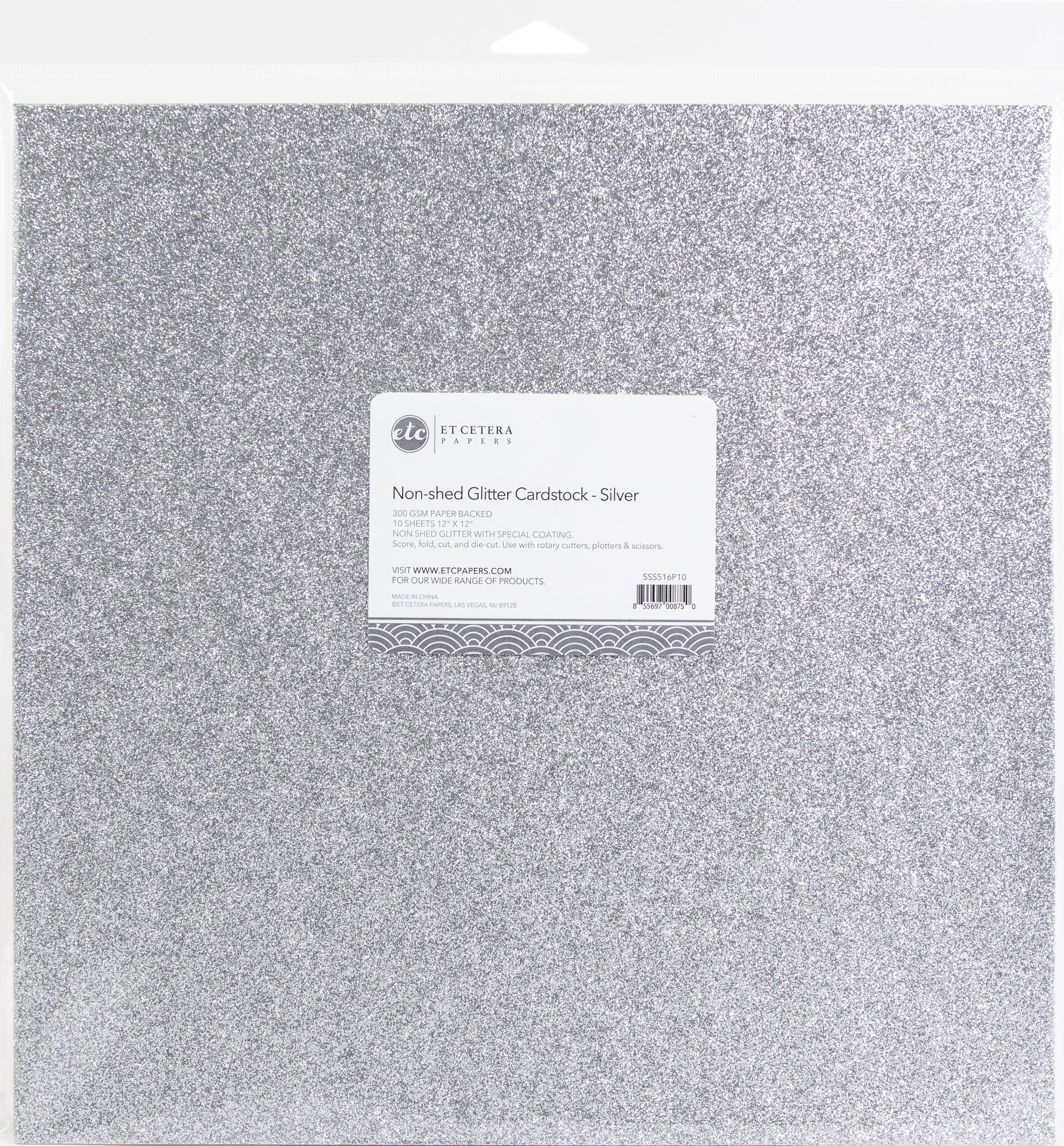 Silver Non-Shed Glitter Cardstock