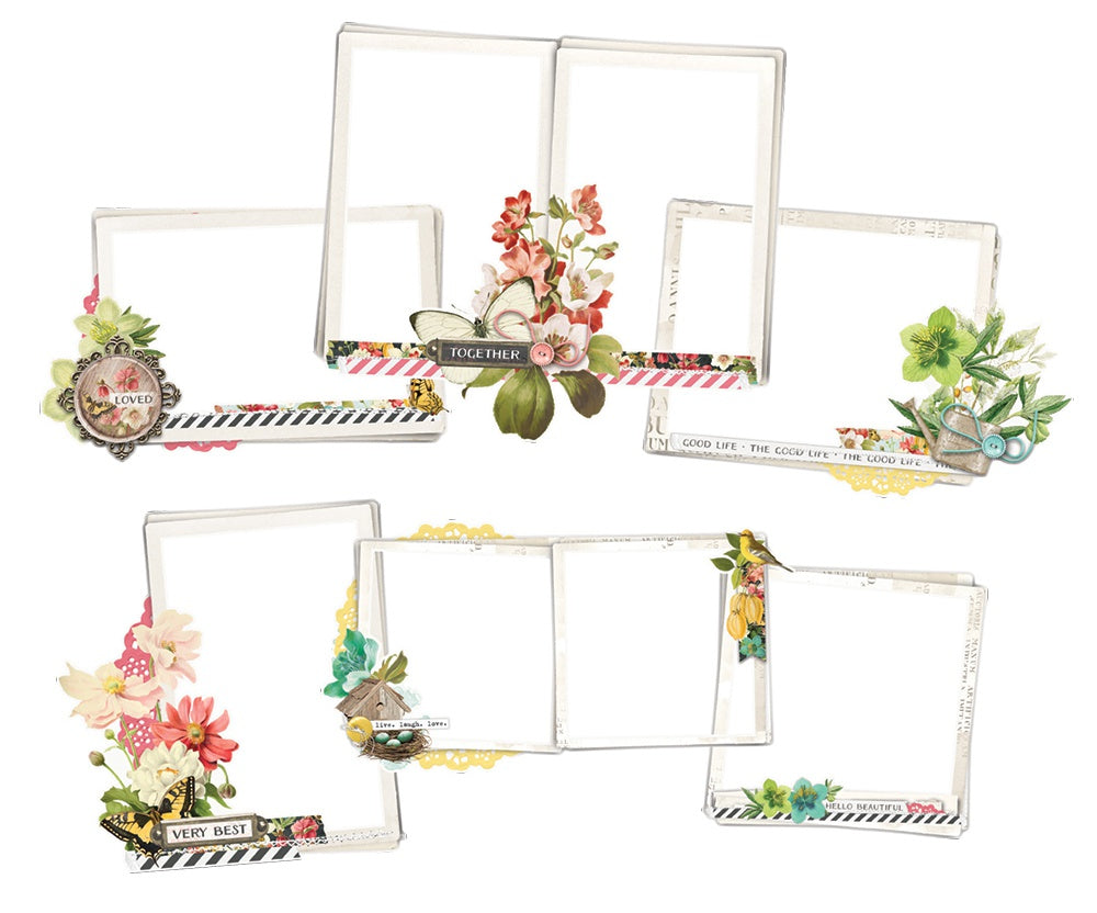 Simple Vintage Cottage Fields Chipboard Frames