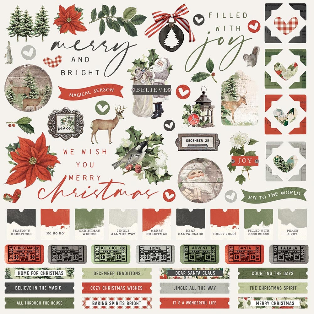 Simple Vintage Rustic Christmas Combo Cardstock Stickers