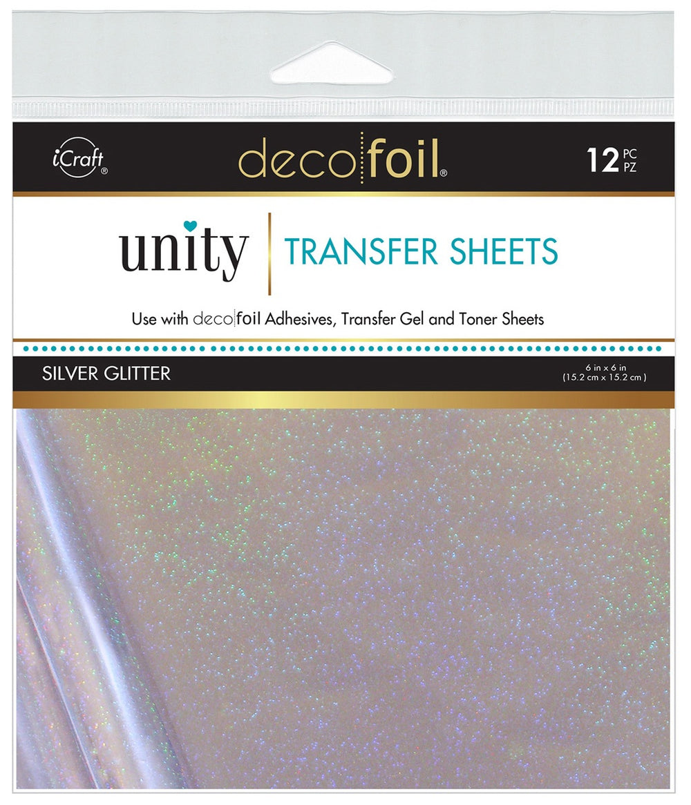 Silver Glitter Deco Foil Transfer Sheets By Unity