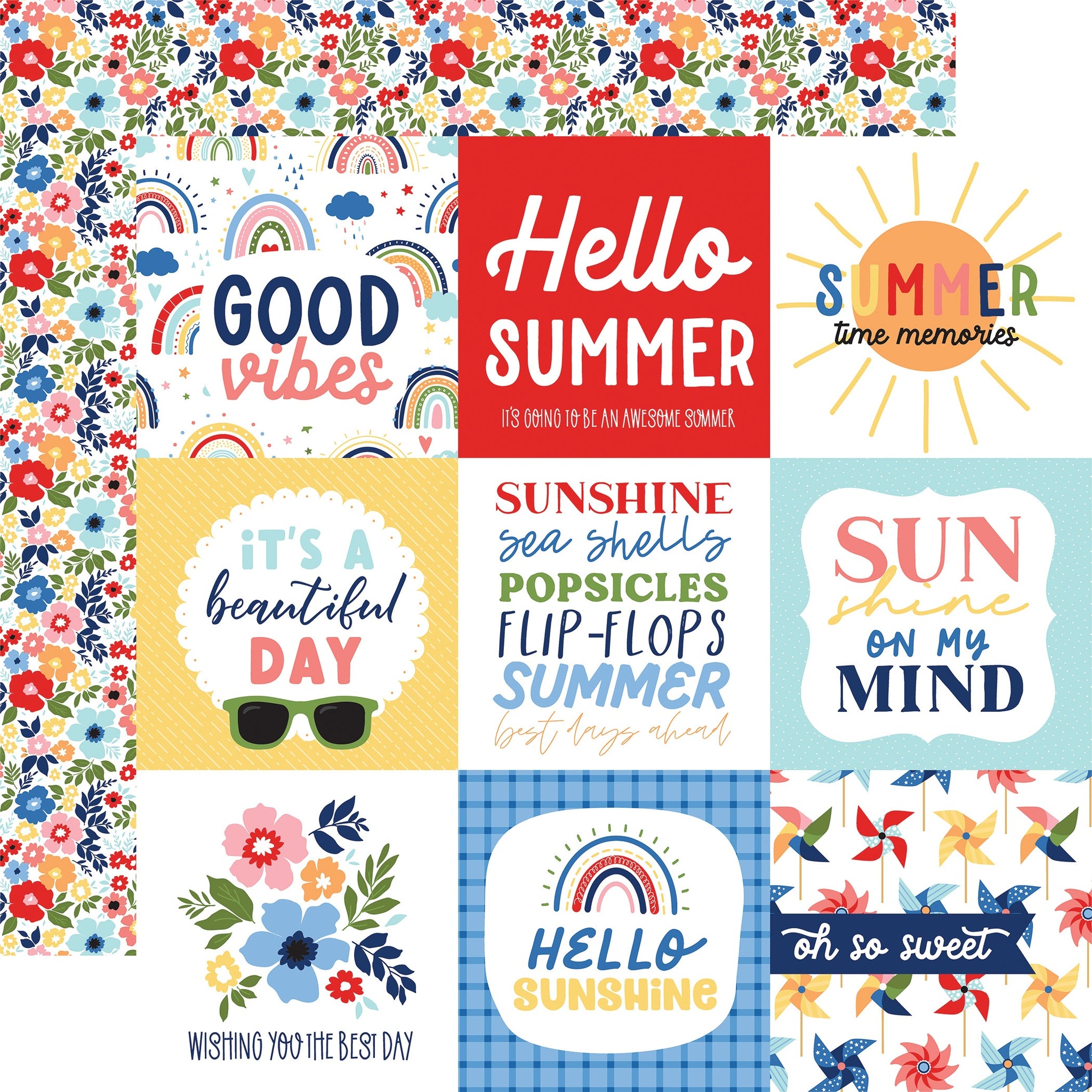 My Favorite Summer 4"x4" Journaling Cards 12x12 Patterned Paper
