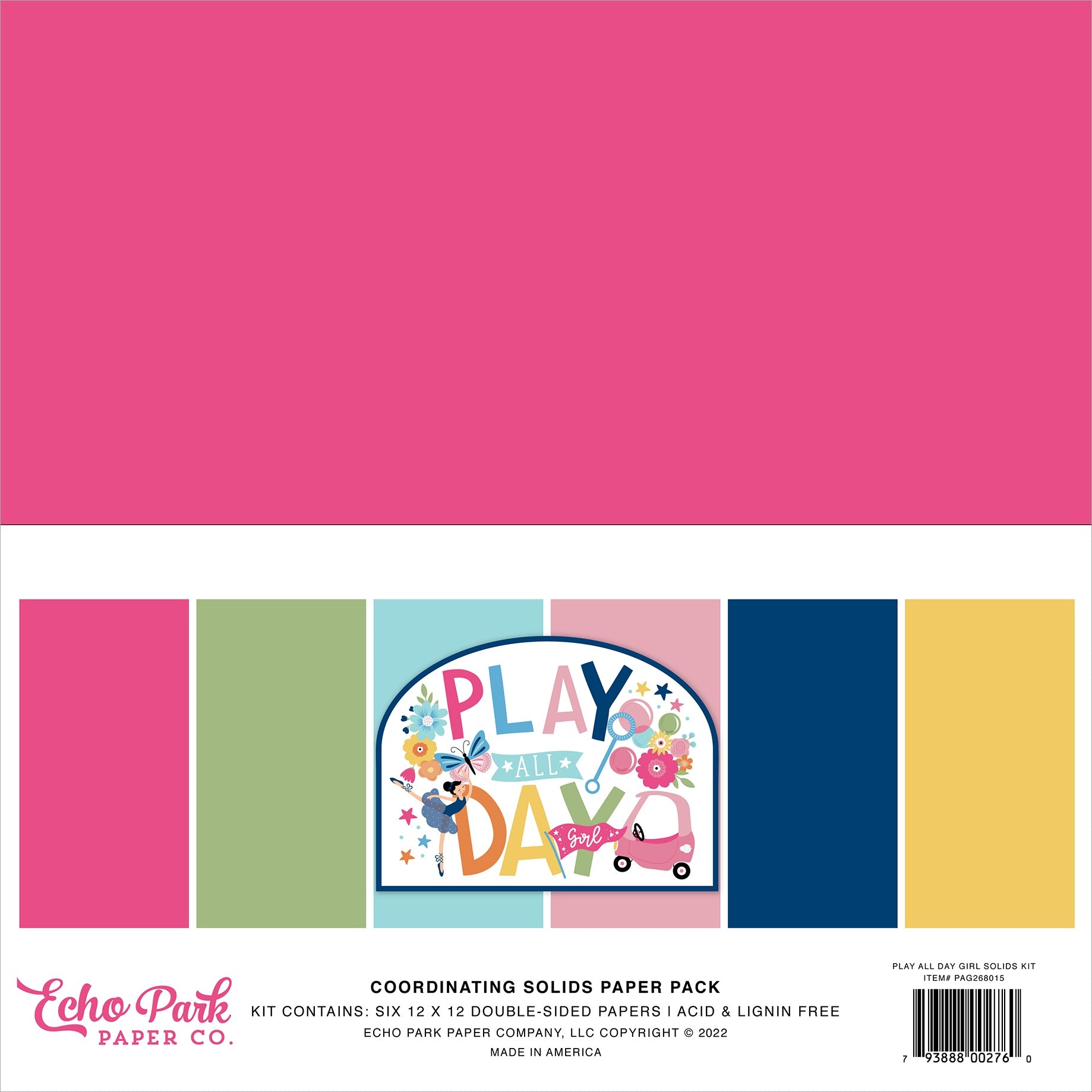 Play All Day Girl Double-Sided Solid Cardstock