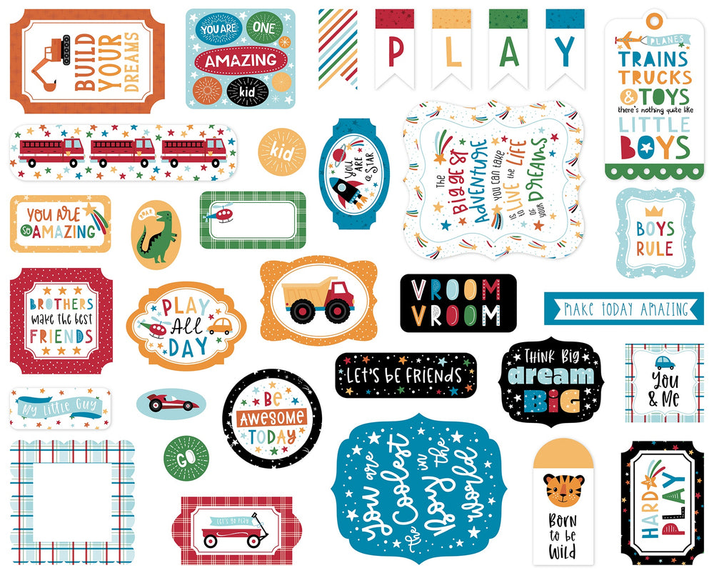 Play All Day Boy Icons Cardstock Ephemera