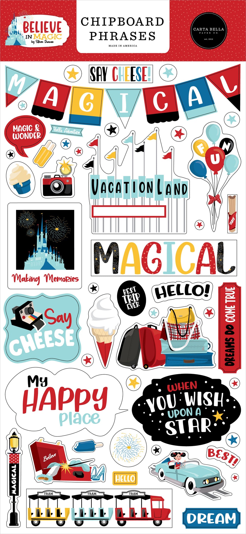 Believe In Magic Chipboard Phrases