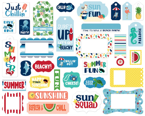 Beach Party Frames & Tags Cardstock Ephemera