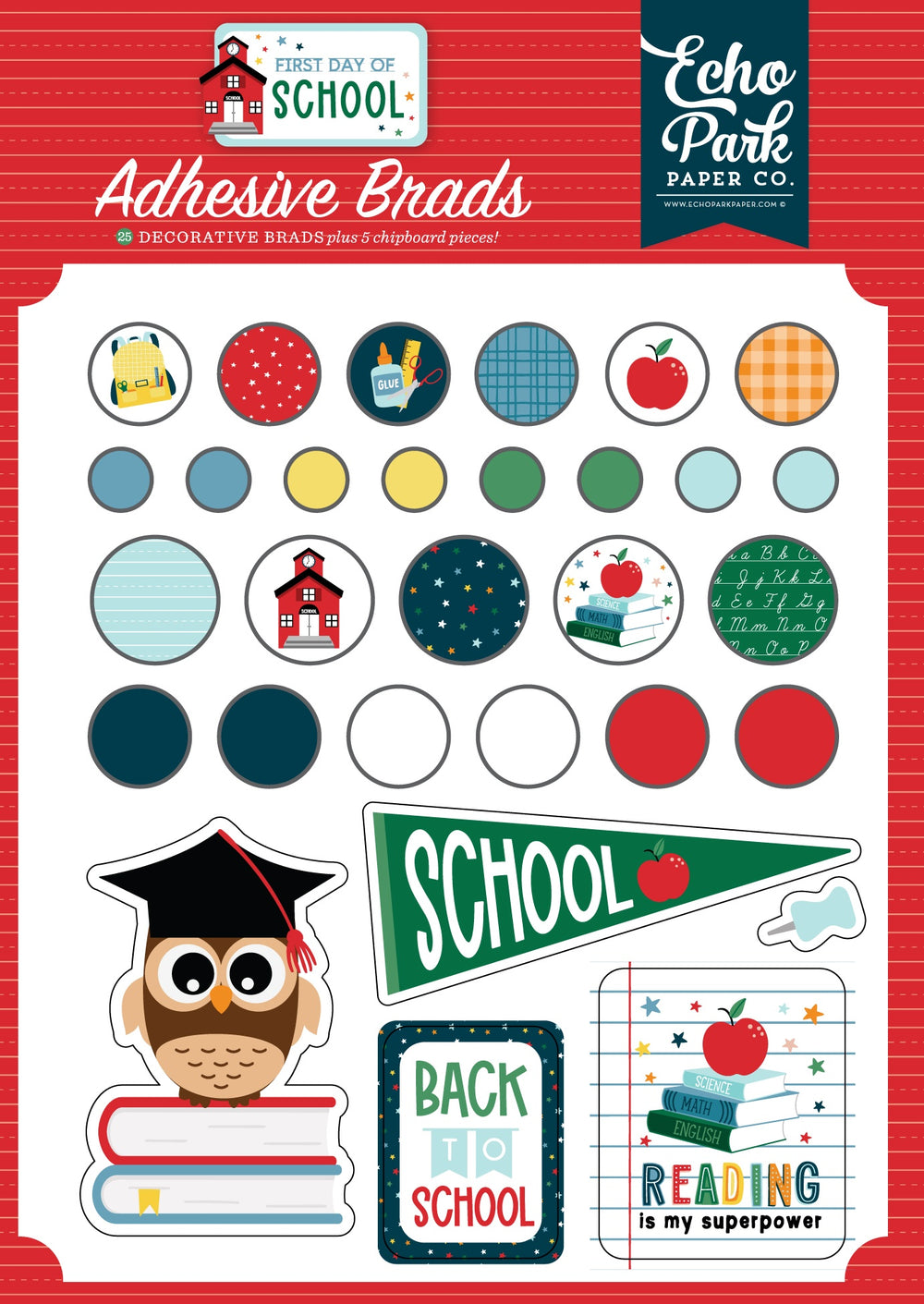 First Day of School Decorative Brads