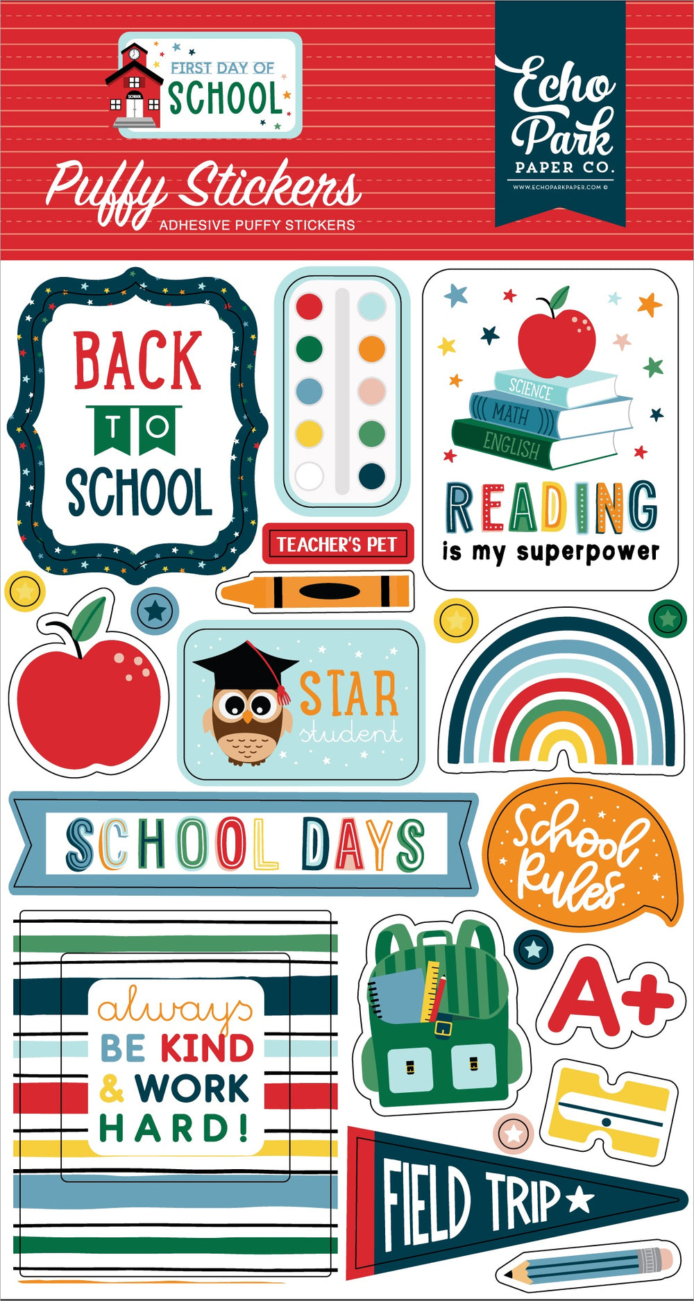 First Day Of School Puffy Stickers