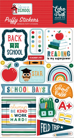 First Day Of School Puffy Stickers