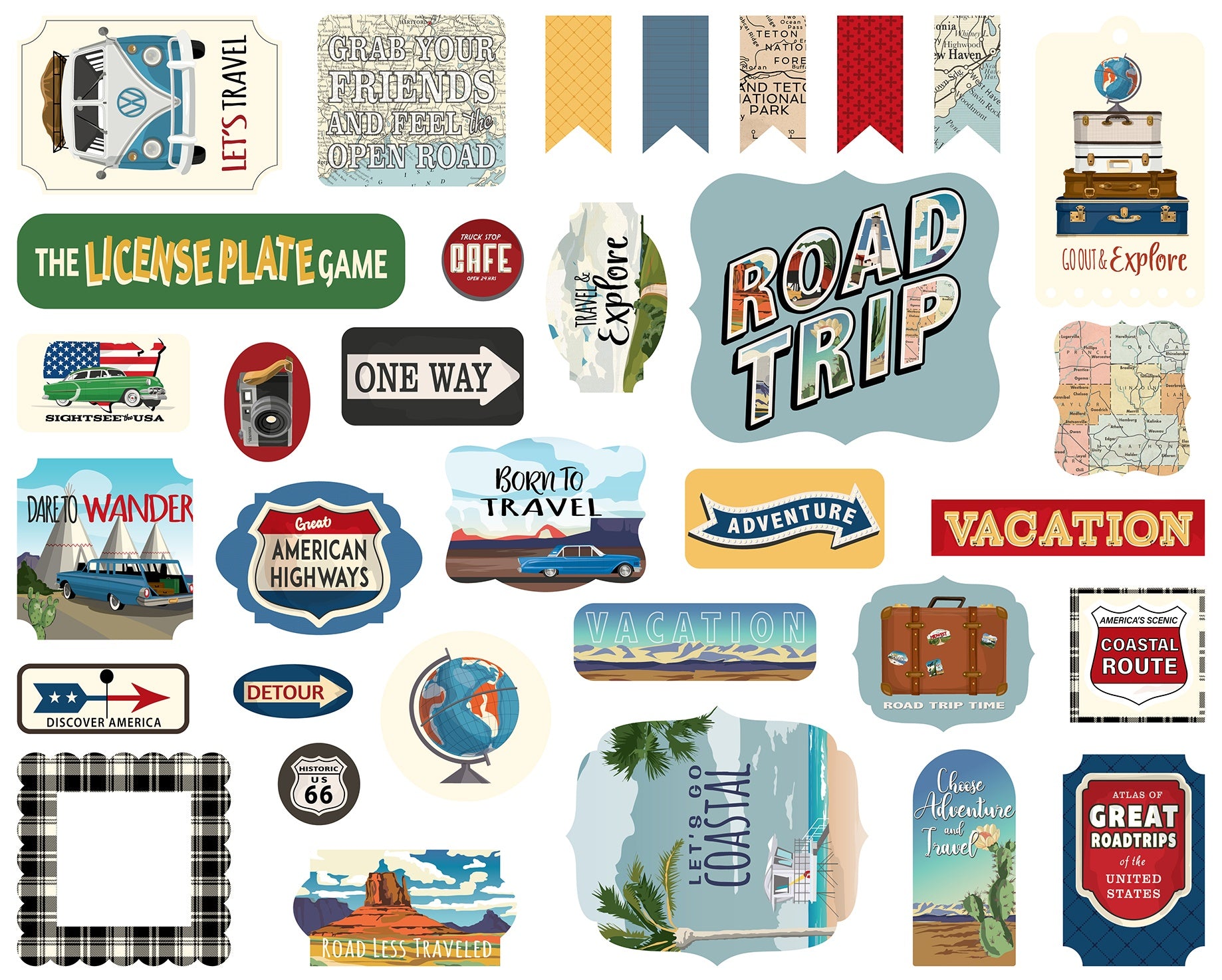 Road Trip Icons Cardstock Ephemera