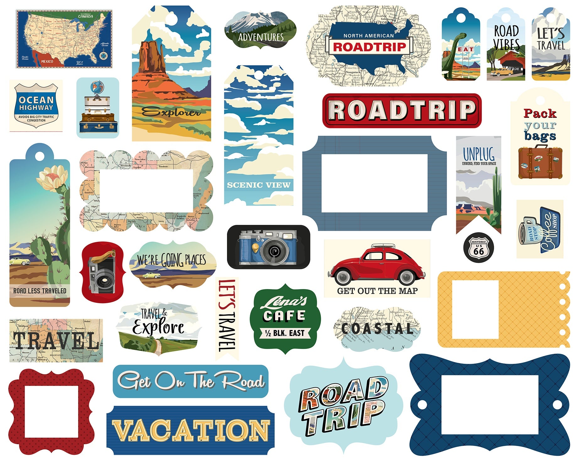 Road Trip Frames & Tags Cardstock Ephemera